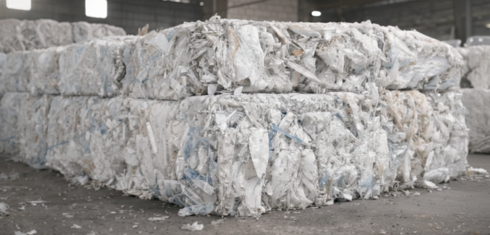 Fardos de PVC branco reciclável prensado para reciclagem industrial