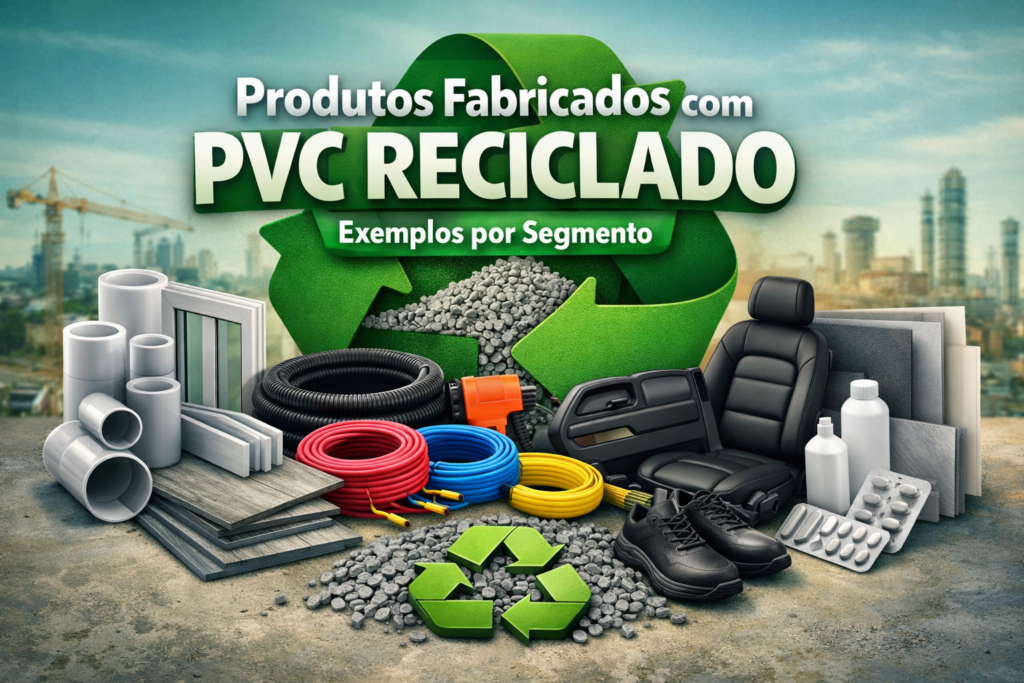 Produtos fabricados com PVC reciclado: exemplos por segmento como construção civil, fios e cabos, setor automotivo e calçados