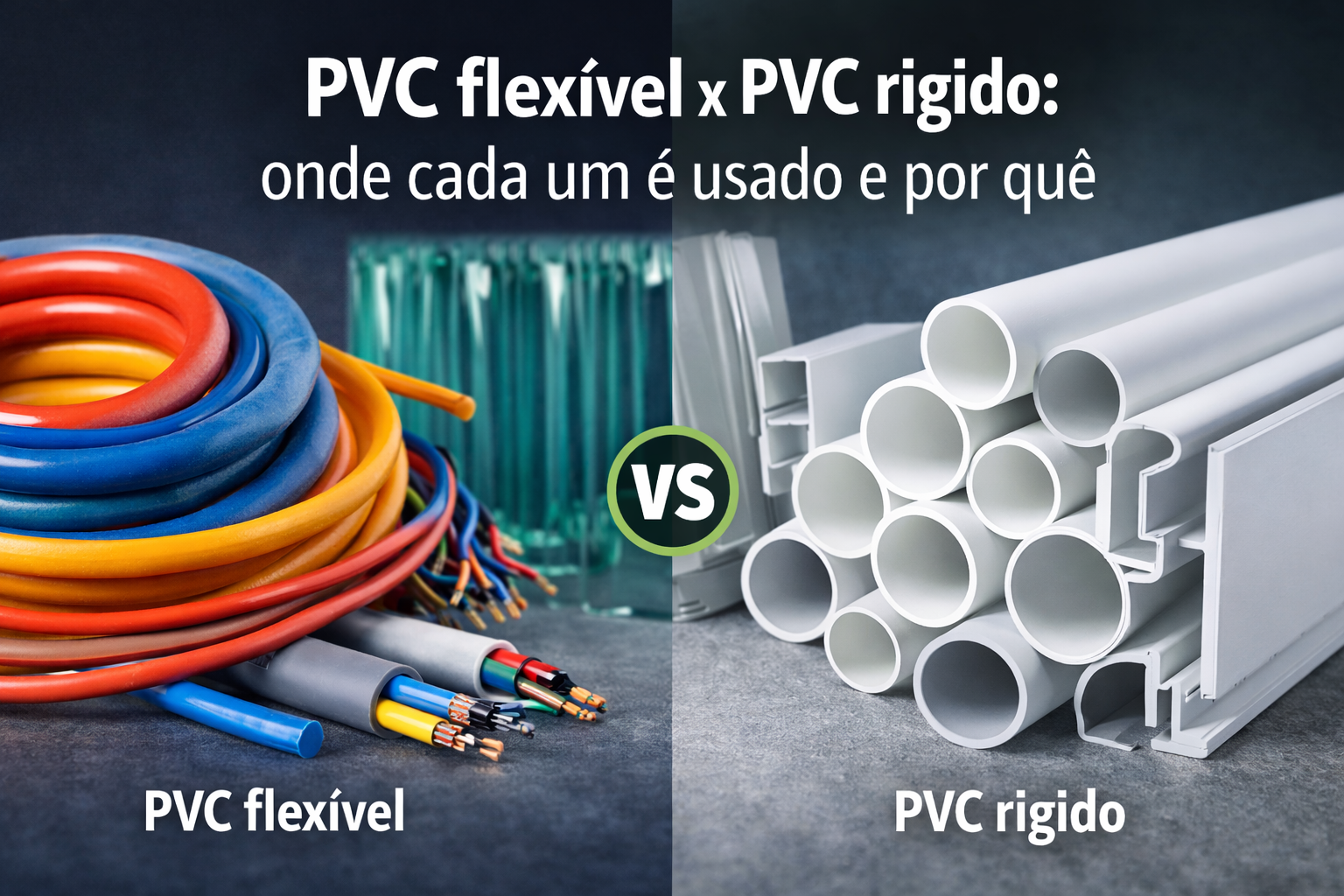 Comparação entre PVC flexível e PVC rígido com exemplos de aplicações industriais