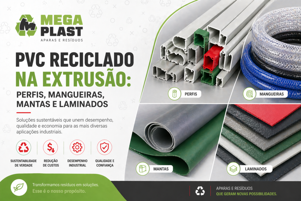 PVC reciclado na extrusão aplicado em perfis, mangueiras, mantas e laminados industriais