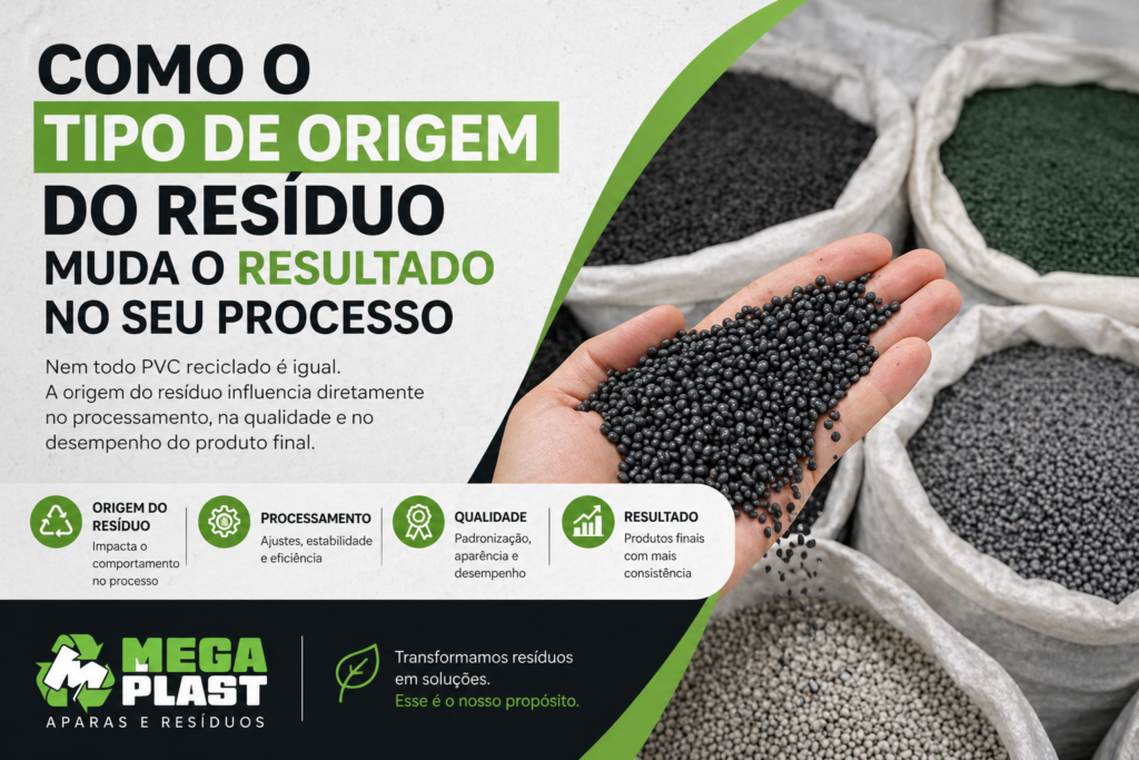 Origem do resíduo PVC influenciando o resultado no processo industrial com material reciclado