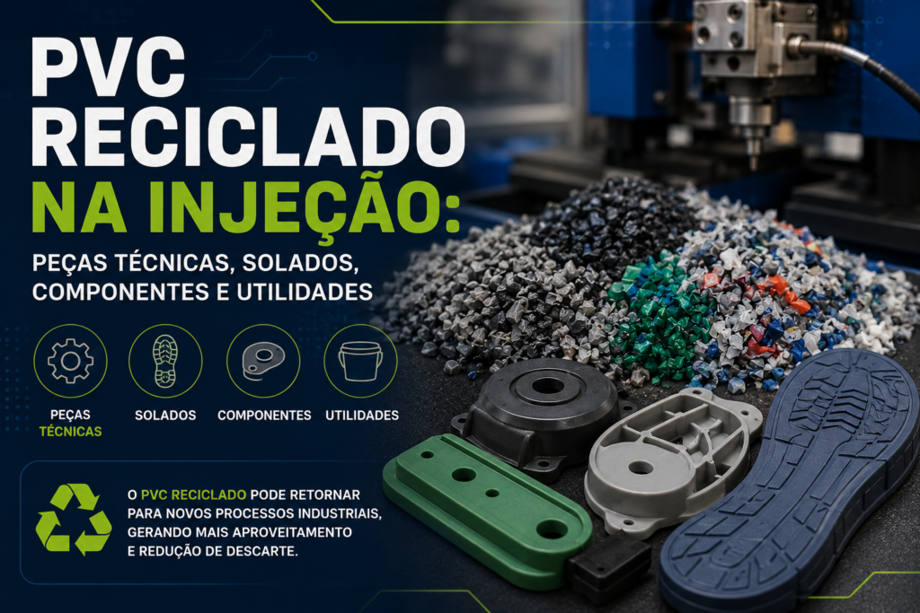 PVC reciclado utilizado na injeção de peças técnicas, solados e componentes industriais