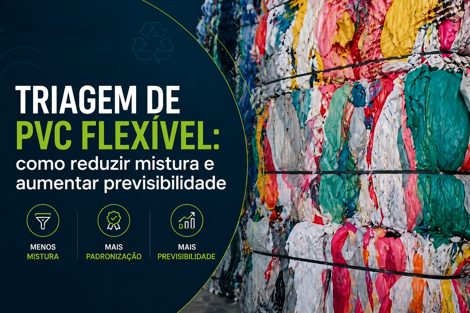 Triagem de PVC flexível reciclado para reduzir mistura e aumentar a padronização do material industrial